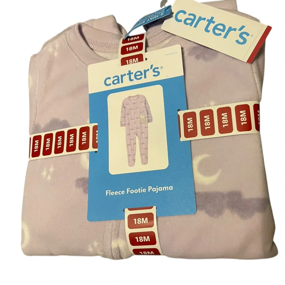 Carter’s Fleece Footed‎ Pajama 18M Purple Owl NWT Baby Sleeper